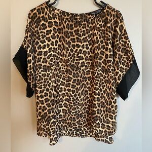 Zara Leopard Print Blouse High Low Size M